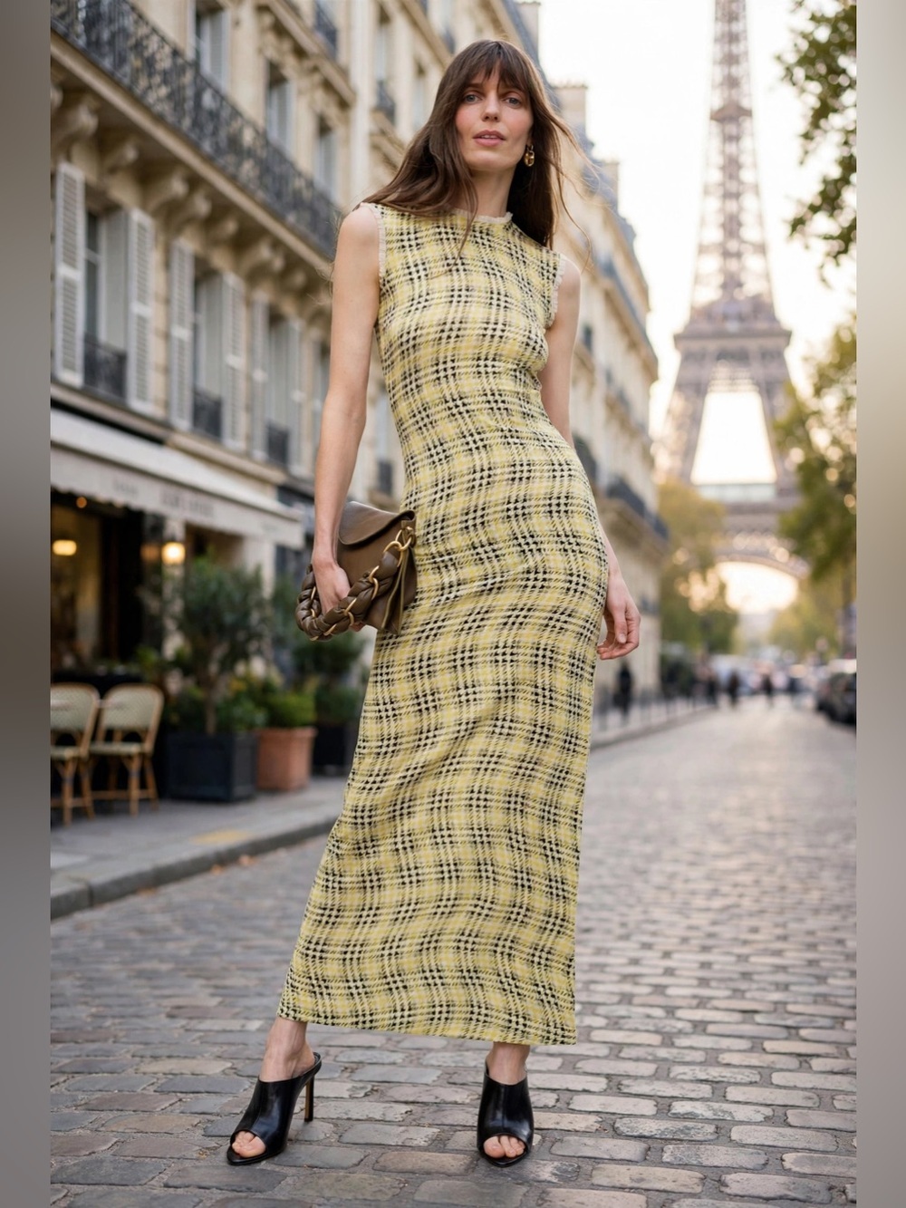 Rabanne Tartan-Check Maxi Dress Sleeveless French 40/US 6
